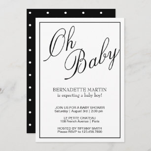 Invitation Baby Black et White Elegant Baby Shower