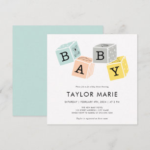 Invitation Baby Blocks Baby shower Neutre hommes-femmes