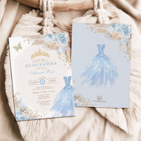 Baby Blue Boho Floral Quinceañera 15e anniversaire