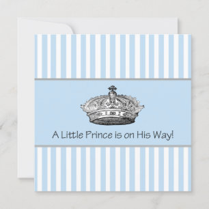 Invitation Baby Blue Stipes Prince Baby Shower