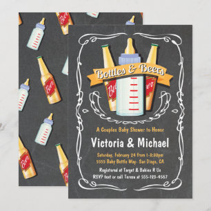Invitation Baby Bottages et bières Baby shower Chalkboard