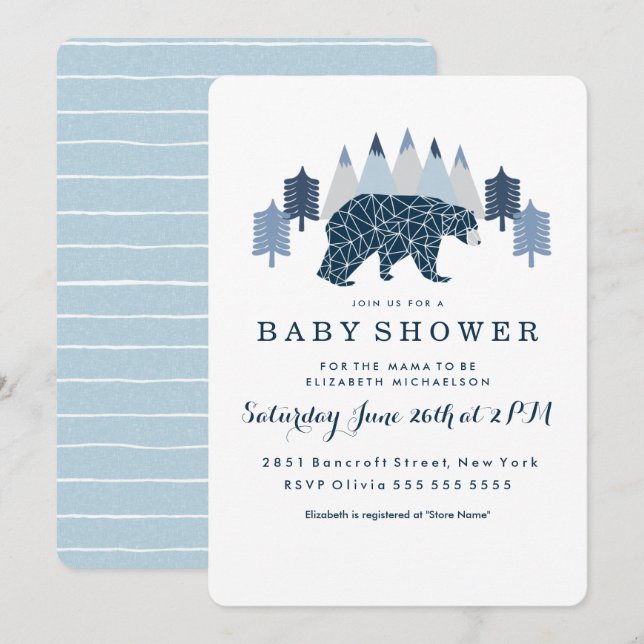 Invitation Baby Boy baby shower Ours Moderne (Devant / Derrière)