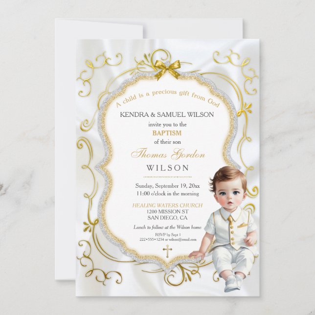 Invitation Baby Boy Baptême Communion Christening Bible (Devant)