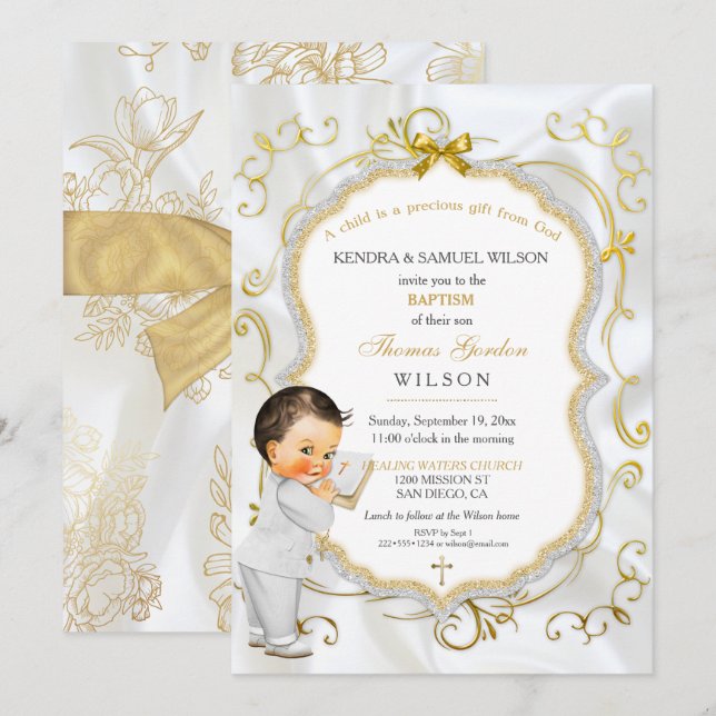 Invitation Baby Boy Baptême Communion Christening Bible (Devant / Derrière)