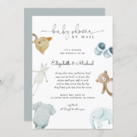 Baby Boy Blue Boho Aquarelle Baby shower Par Mail
