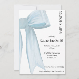 Invitation Baby Boy Blue Ribbon