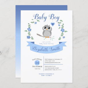 Invitation Baby Boy Cute owl baby shower