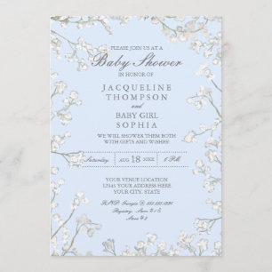 Invitation Baby Boy Douche bébé Bébés Respirer Blue Floral Wr