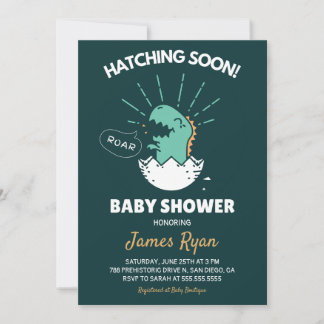 Invitation Baby Boy Douche : Dinosaure Hatching Bientôt Invit