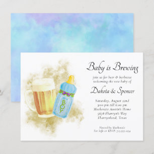 Invitation Baby Boy est en train de brasser   Bleue Douche ex