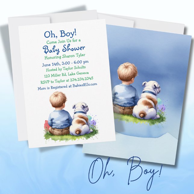 Invitation Baby Boy et son Baby shower Bulldog (Créateur téléchargé)