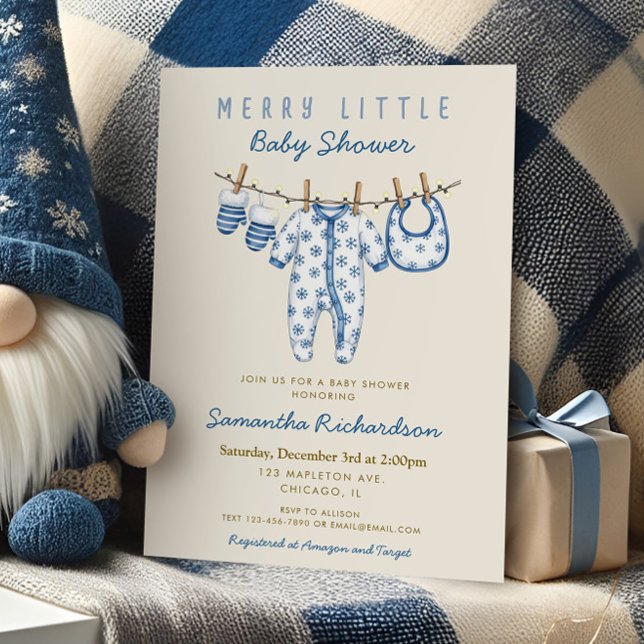 Invitation Baby Boy Merry Little Christmas clothes shower (Créateur téléchargé)