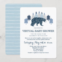 Baby Boy Modern Bear baby shower virtuel