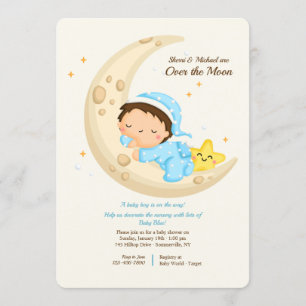 Invitation Baby Boy Over the Moon Baby shower
