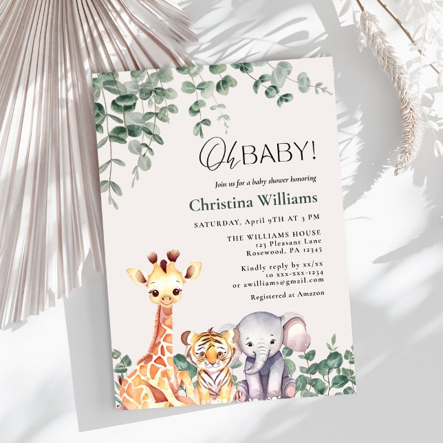 Invitation Baby Boy Safari Animaux Baby shower (Créateur téléchargé)