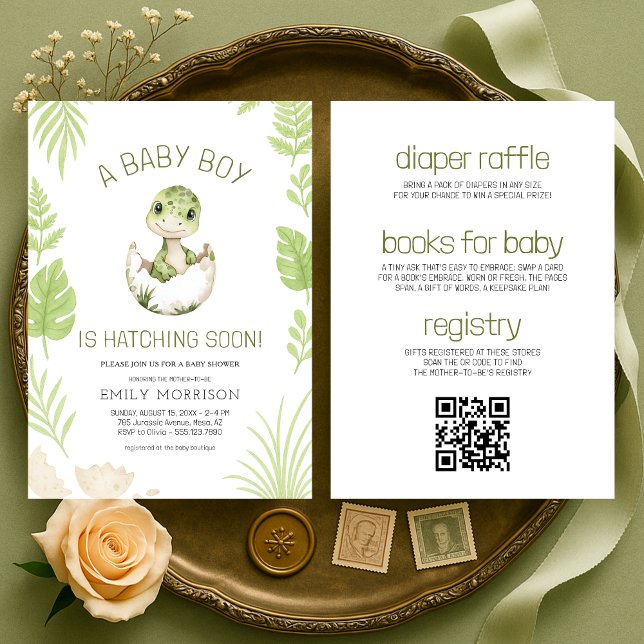 Invitation Baby Boy Shower Dinosaur All in One (Créateur téléchargé)