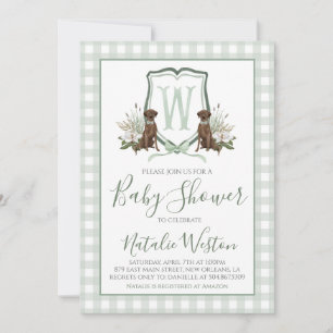Invitation Baby Boy Shower Preppy Chien Southern Green En vic