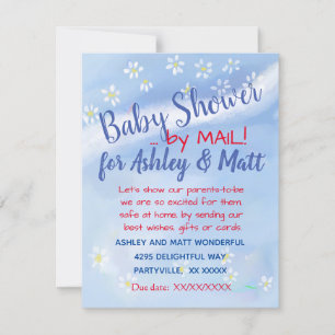 Invitation Baby Boy Soft Daisies Baby shower d'aquarelle