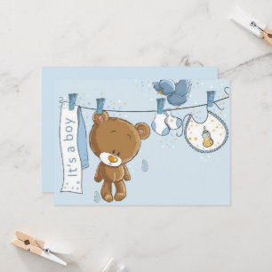 Invitation Baby Boy Teddy Ours Bébé Jeu d'oreiller