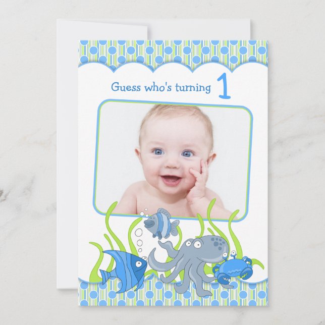 Invitation Baby Boy Under the Sea Dessin Anniversaire Invitat (Devant)
