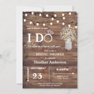 Invitation Baby Breath Rustique et Lumières de Fête de Fiança