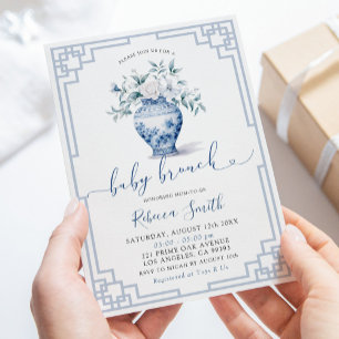 Invitation Baby Brunch au pot de gingembre en chinoiserie flo