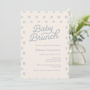 Invitation Baby Brunch Bleu Poussiéreux   Bohème Minimaliste 