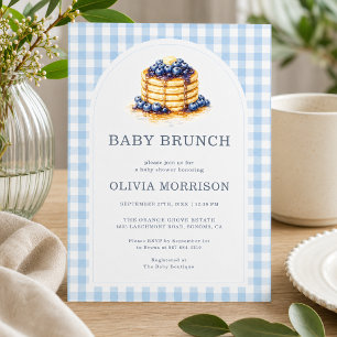 Invitation Baby Brunch Gingham Bleu Baby Shower