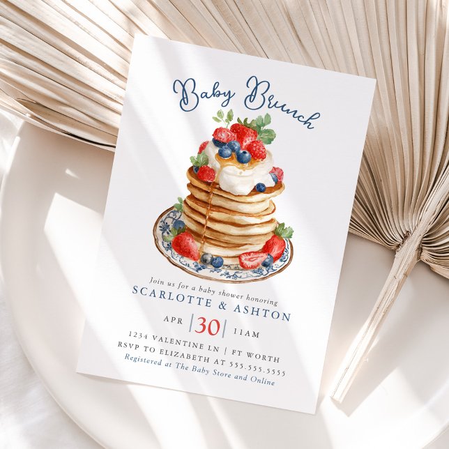 Invitation Baby Brunch Pancake Stack Vintage Baby Shower (Créateur téléchargé)