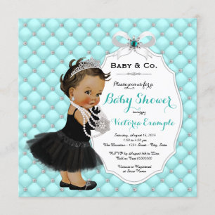 Invitation Baby & Co Bleu Canard Fête Ethnique pour Bébé Fill