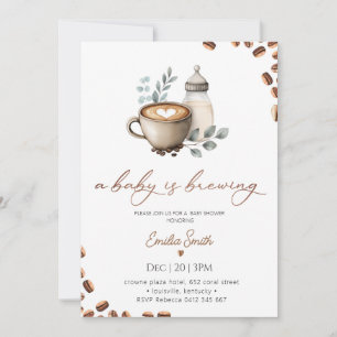 Invitation Baby Coffee Bean Fête de Naissance Mixte