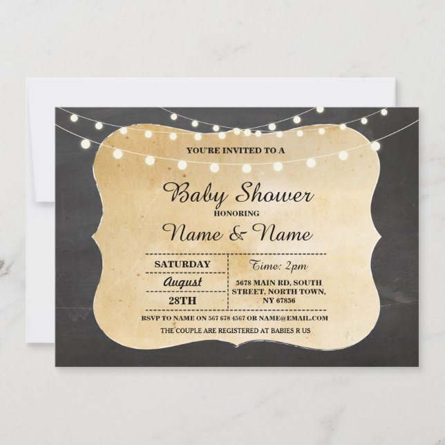 Invitation Baby Couple's Shower I DO BBQ Chalkboard Invitatio (Devant)