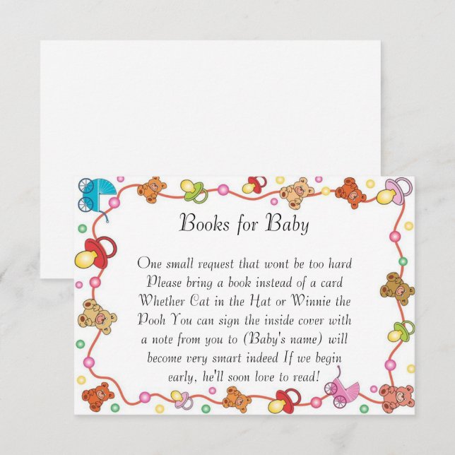 Invitation Baby Elements Baby showers Livres Pour Baby Card (Devant / Derrière)