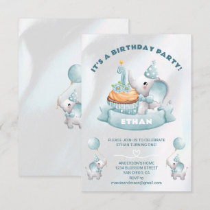 Invitation Baby Elephant 1er anniversaire