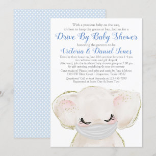 Invitation Baby Elephant avec Masque Drive Par Baby shower