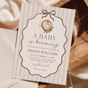 Invitation Baby est en train de brasser Bow Coffee Baby Showe