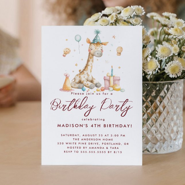 Invitation Baby Giraffe et Ballons Anniversaire de enfant Par (Créateur téléchargé)