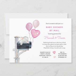 Invitation Baby Girl Elephant sur boîte aux lettres Douche pa