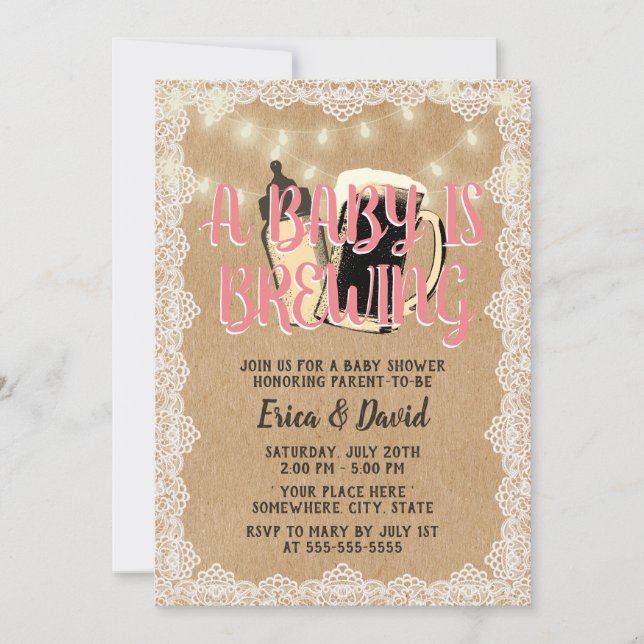 Invitation Baby Girl est en train de brasser le Baby shower d (Devant)