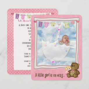 Invitation Baby Girl in Umbrella Douche