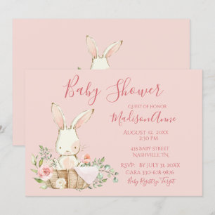 Invitation Baby Girl Pink Script mignonne Élégant bébé