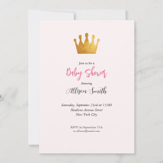 Invitation Baby Girl Rose Fairy Castle Princess Baby shower