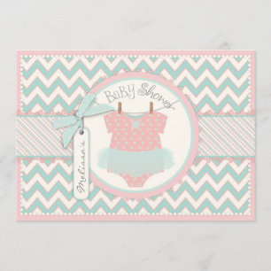 Invitation Baby Girl Tutu Chevron Baby shower d'impression