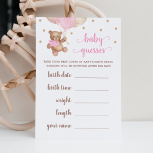 Invitation Baby Guesses Jeu Baby shower Teddy Bear
