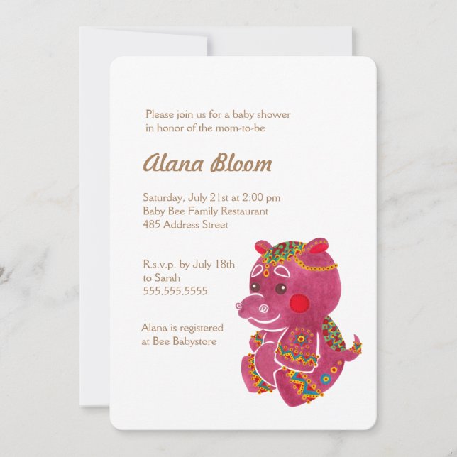Invitation Baby Hippo (Devant)