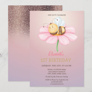 Invitation Baby Honey Bee Parties scintillant Anniversaire