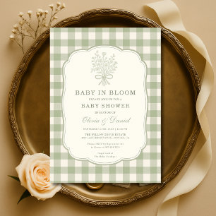 Invitation Baby in Bloom à carreaux Baby Shower pour couples