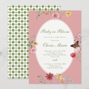 Invitation Baby in Bloom Baby Shower aux Fleurs Sauvages
