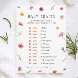 Invitation Baby in Bloom Baby shower Baby Traits Game Card