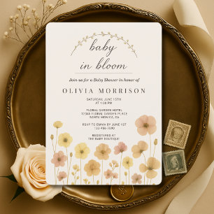 Invitation Baby In Bloom Baby-Shower Bohème Florale 